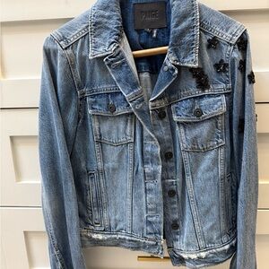PAIGE Light Blue Denim Jacket with Black Accents